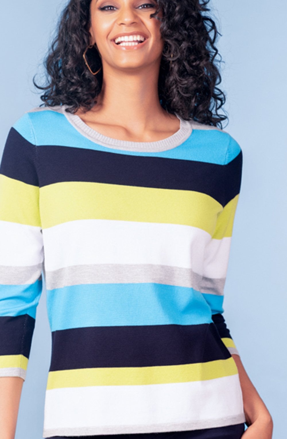 Turquoise and Green Bold Stripe Sleeve Jumper