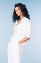 White Linen Mix Boxy Blouse
