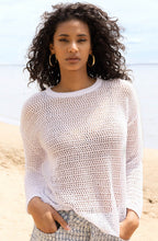 White Open Weave Pullover
