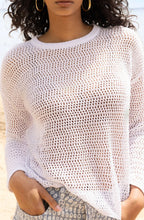 White Open Weave Pullover