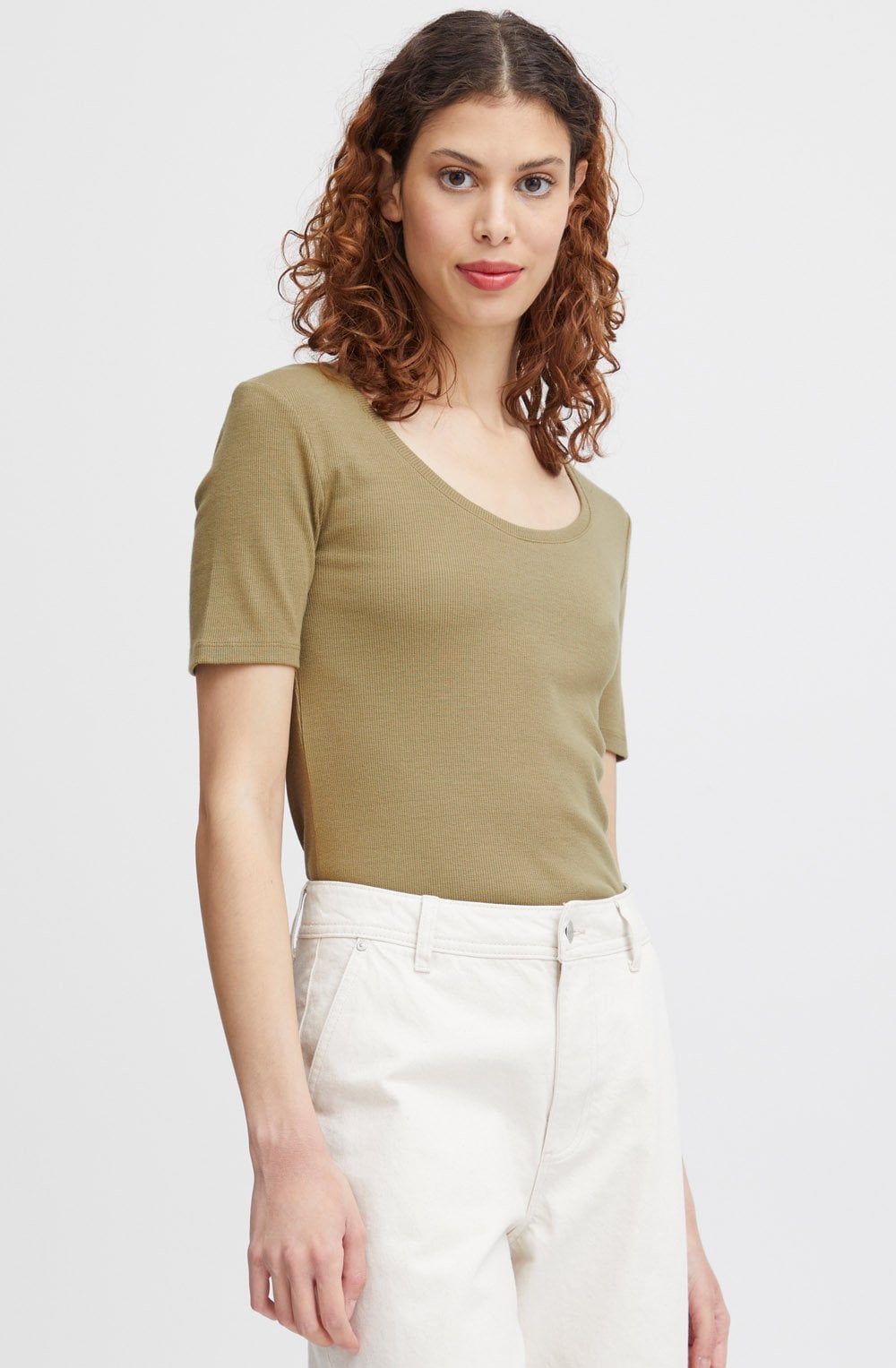 Aloe Green Fine Ribbed T Shirt