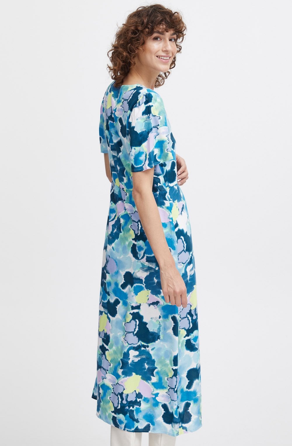 Angel Blue Water Colour Joella Button Down Dress