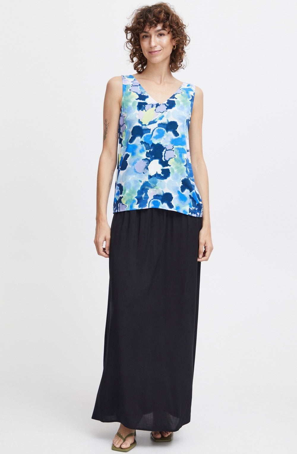 Angel Blue Watercolour Sleeveless Joella Blouse