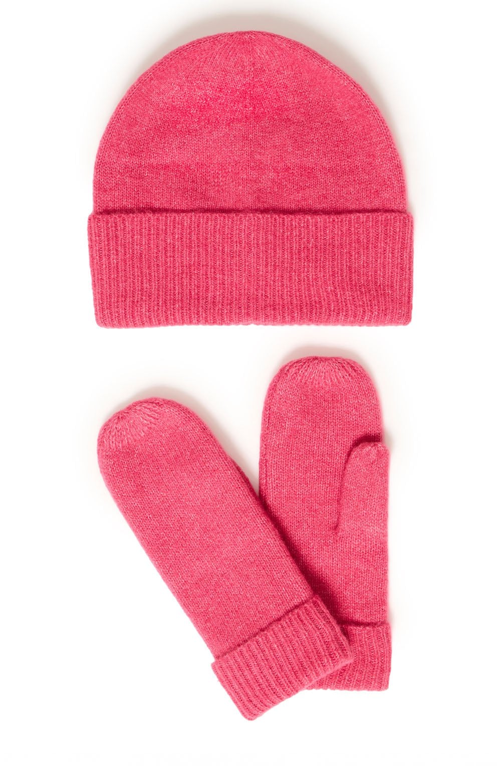 Azalea Pink Hat and Mittens Set