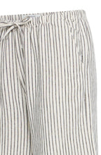 Beige and Black Stripe Linen Mix Shorts