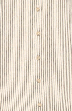 Beige and Black Striped Linen Mix Shirt Dress