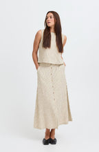 Beige and Black Striped Linen Mix Skirt