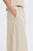 Beige and Black Striped Linen Mix Skirt