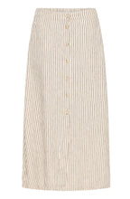 Beige and Black Striped Linen Mix Skirt