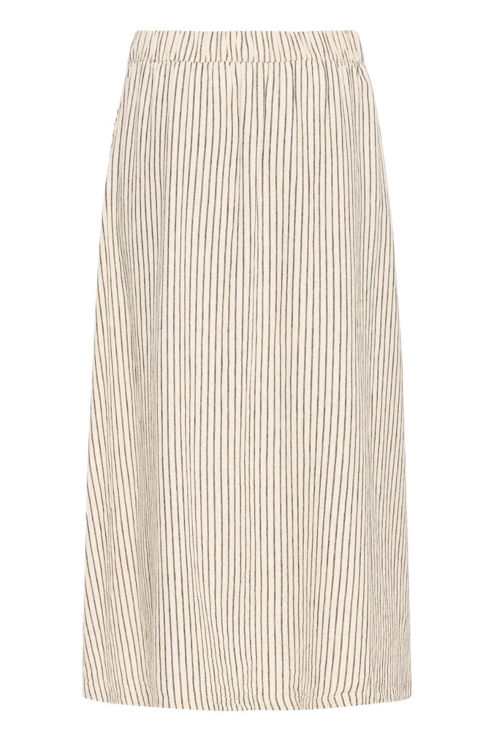 Beige and Black Striped Linen Mix Skirt