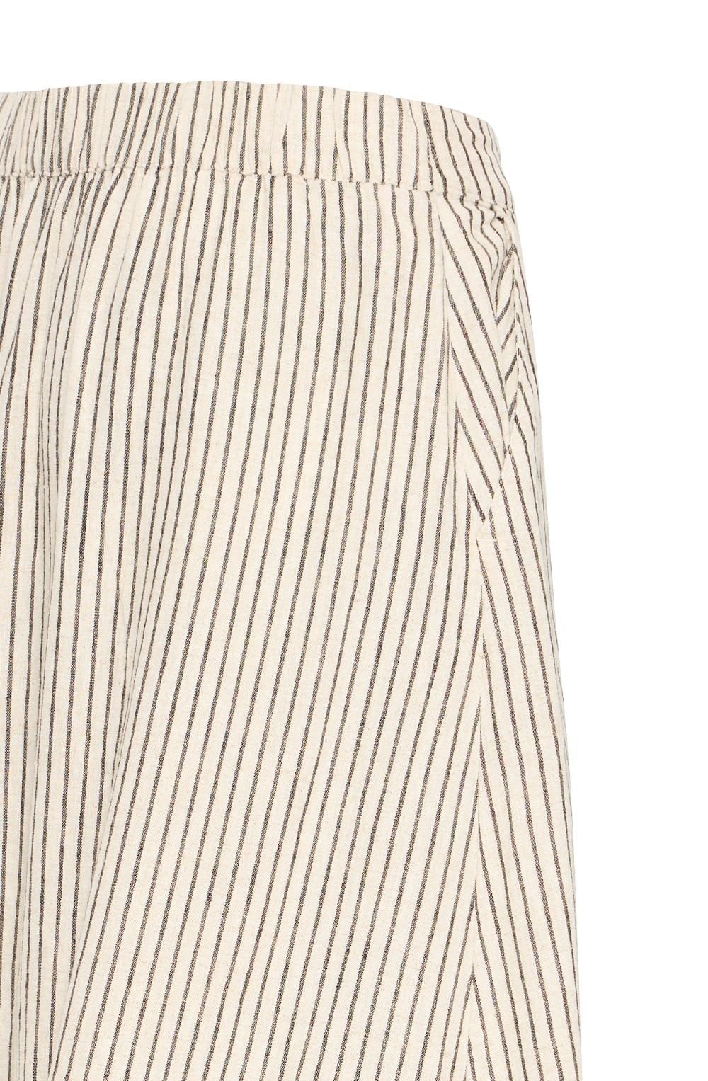Beige and Black Striped Linen Mix Skirt