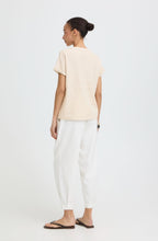Beige Melange Linen Mix Tunic Neck Top