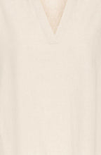 Beige Melange Linen Mix Tunic Neck Top