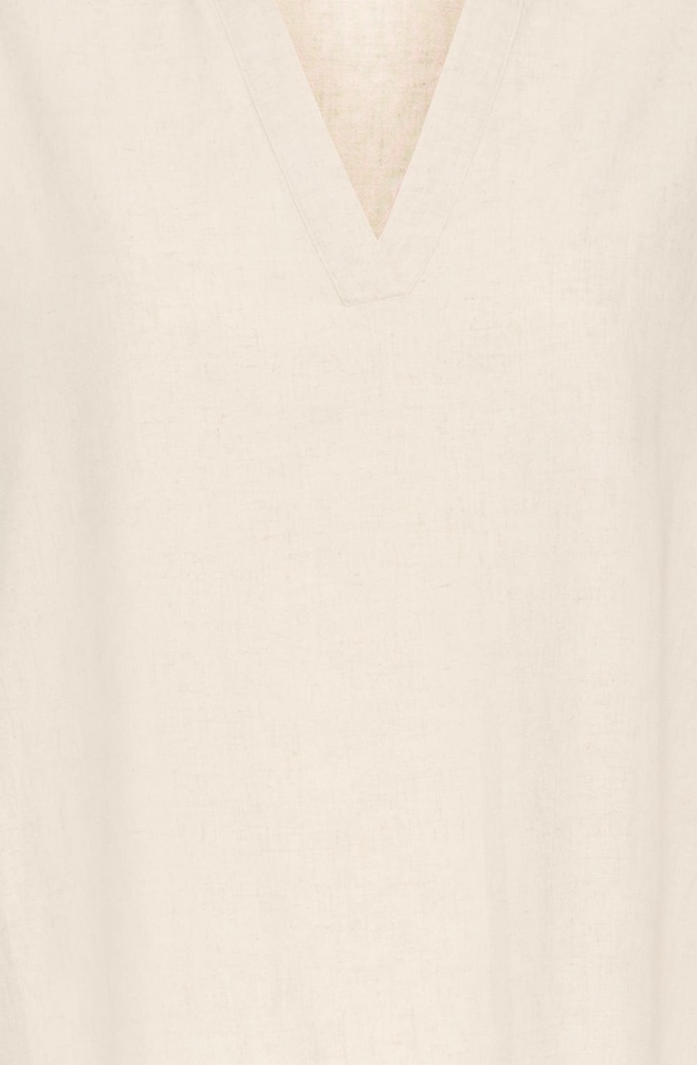 Beige Melange Linen Mix Tunic Neck Top