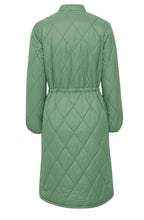 Berta Hedge Green Quilted Long Coat