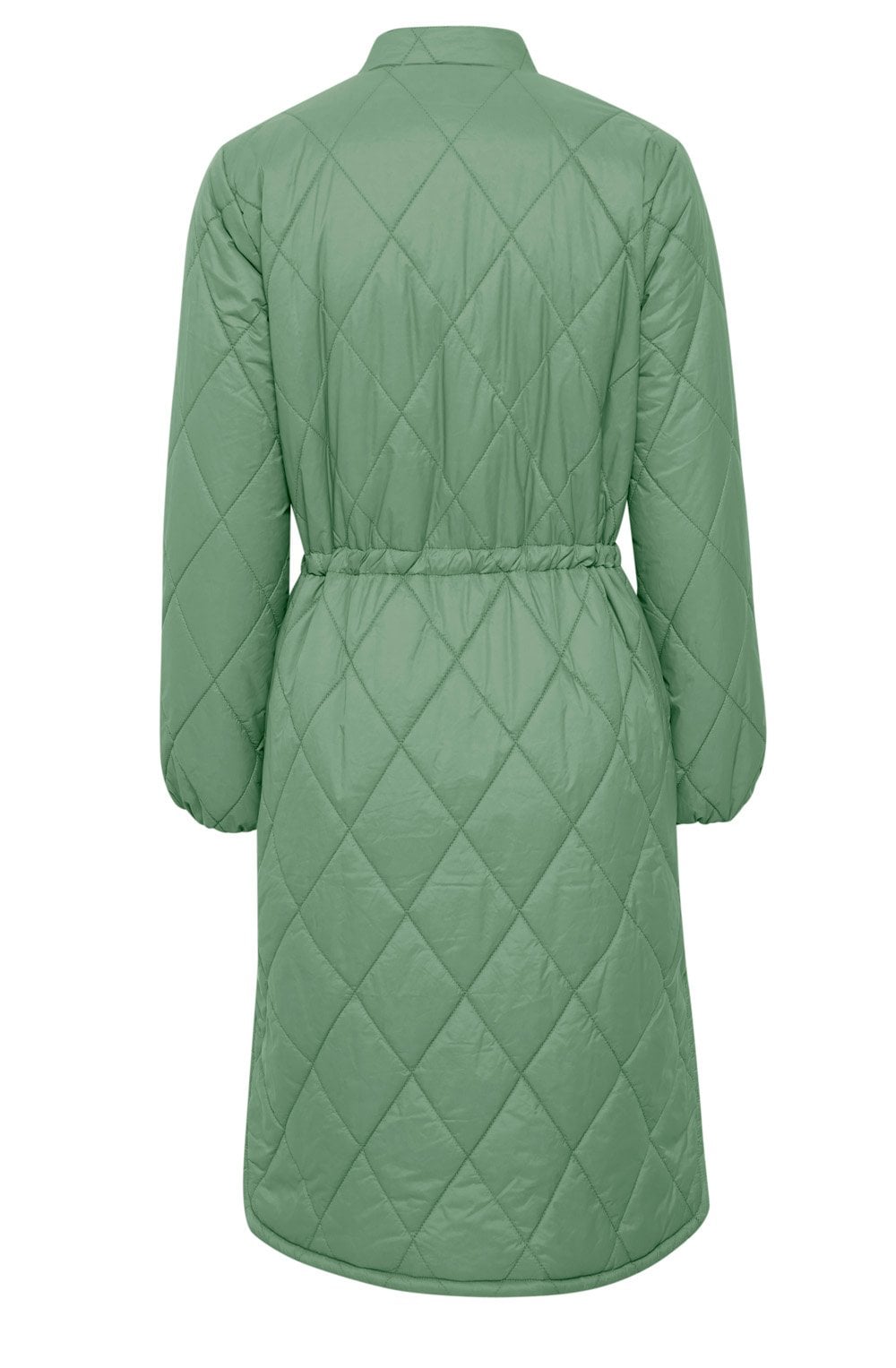 Berta Hedge Green Quilted Long Coat