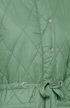 Berta Hedge Green Quilted Long Coat