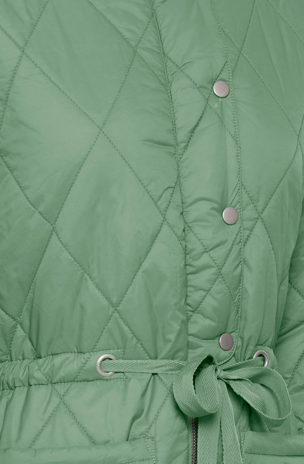 Berta Hedge Green Quilted Long Coat