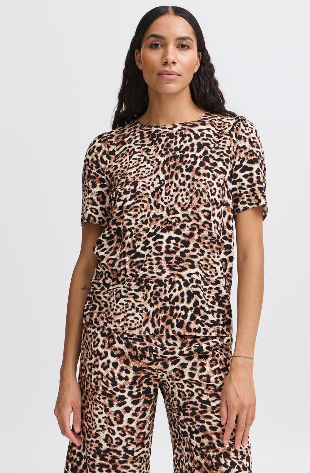 Birch Leopard Round Neck Blouse