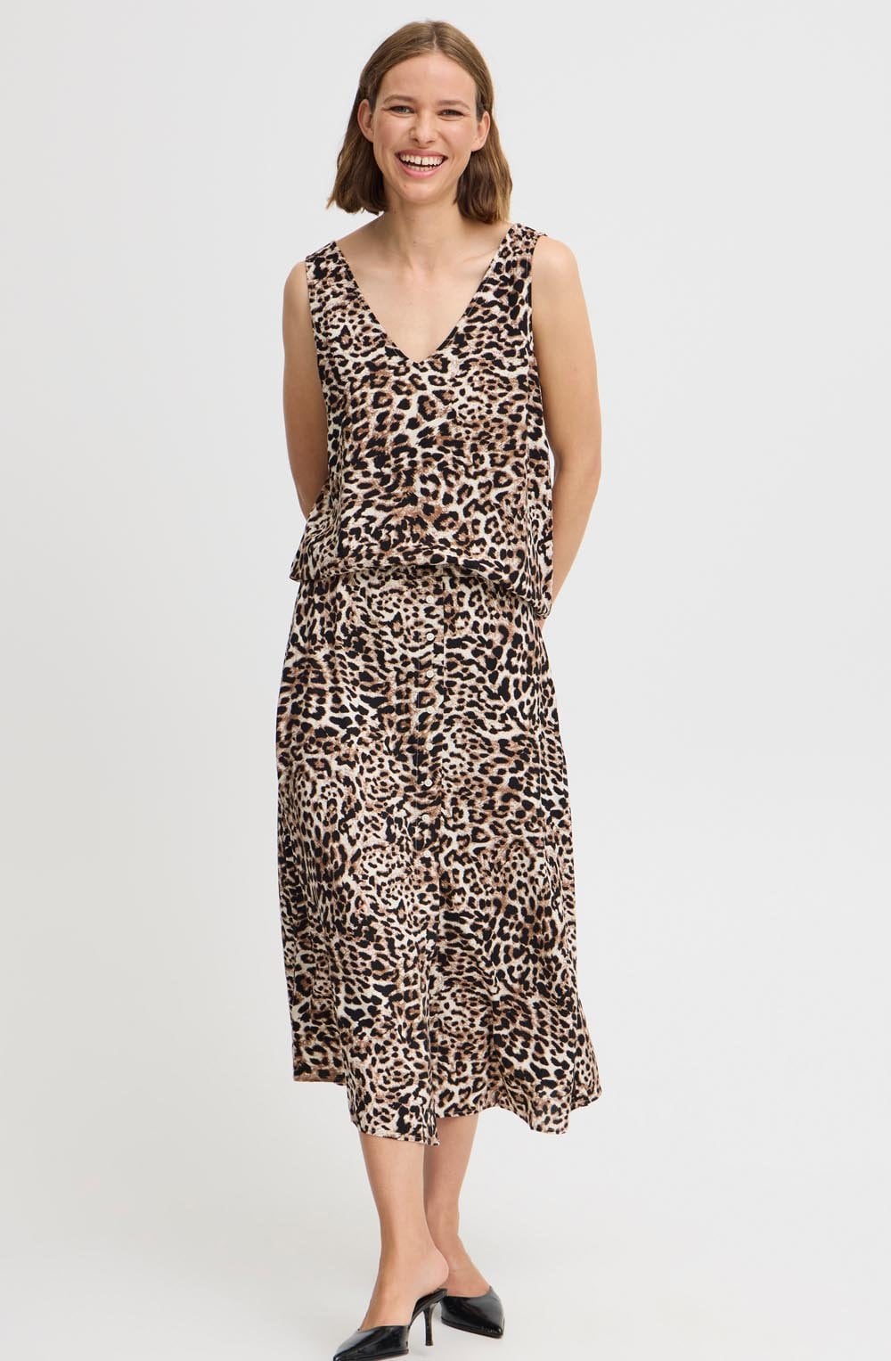 Birch Leopard Sleeveless Joella Blouse