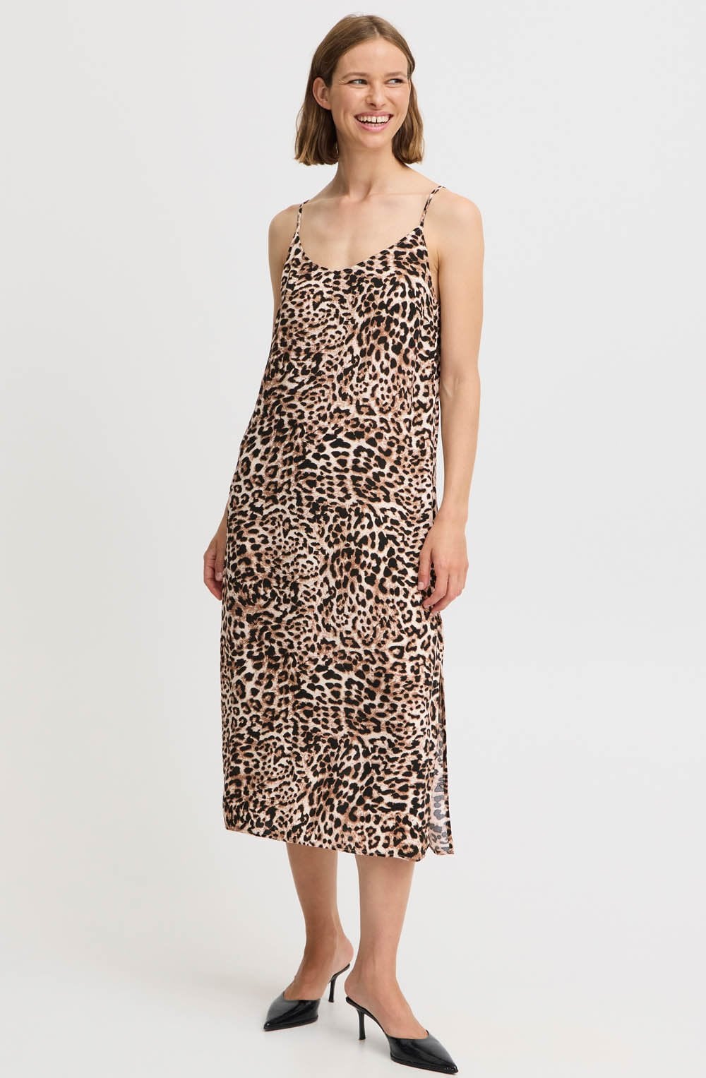 Birch Leopard Spaghetti Strap Slip Dress