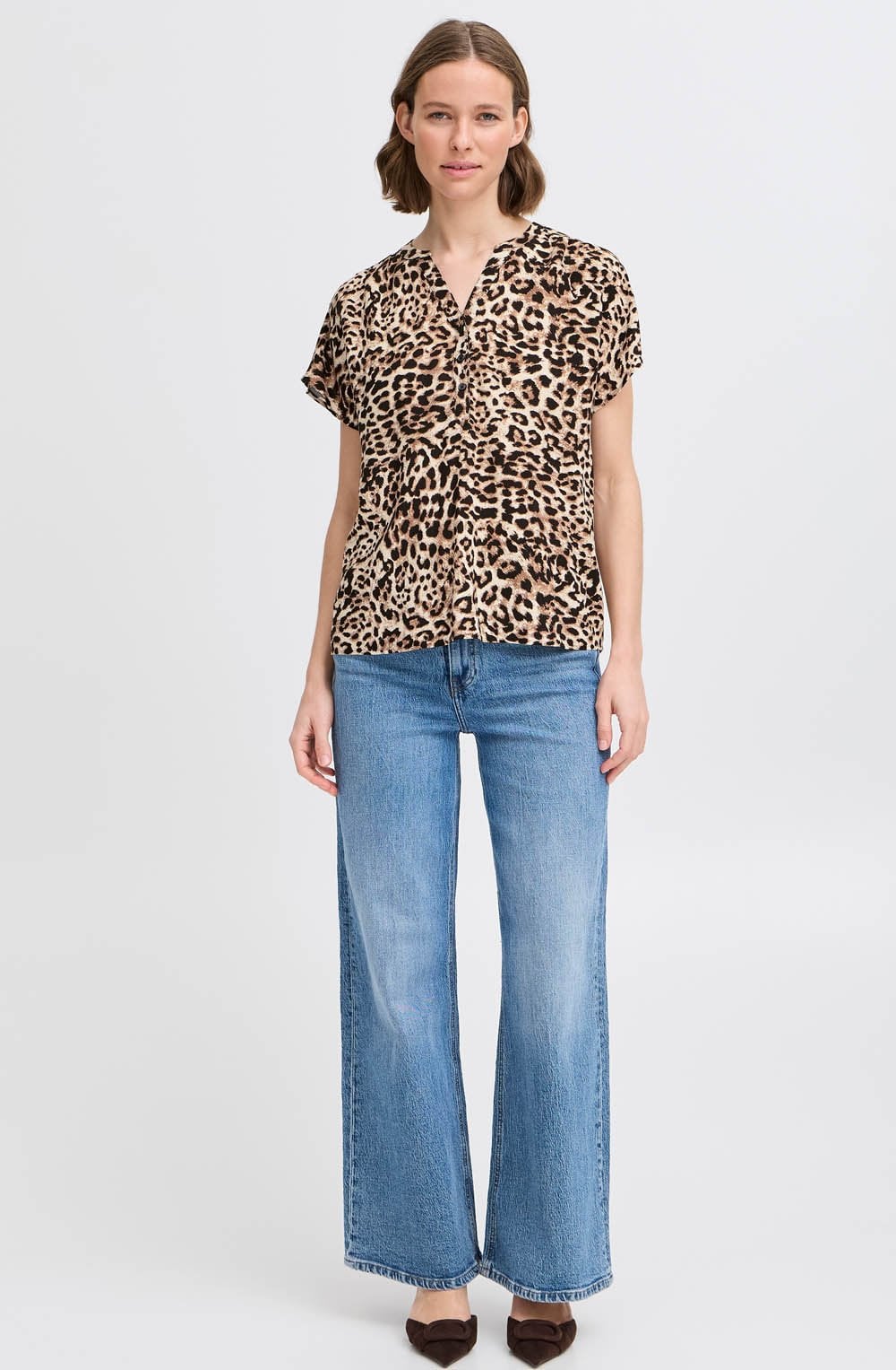 Birch Leopard Tunic Neck Blouse