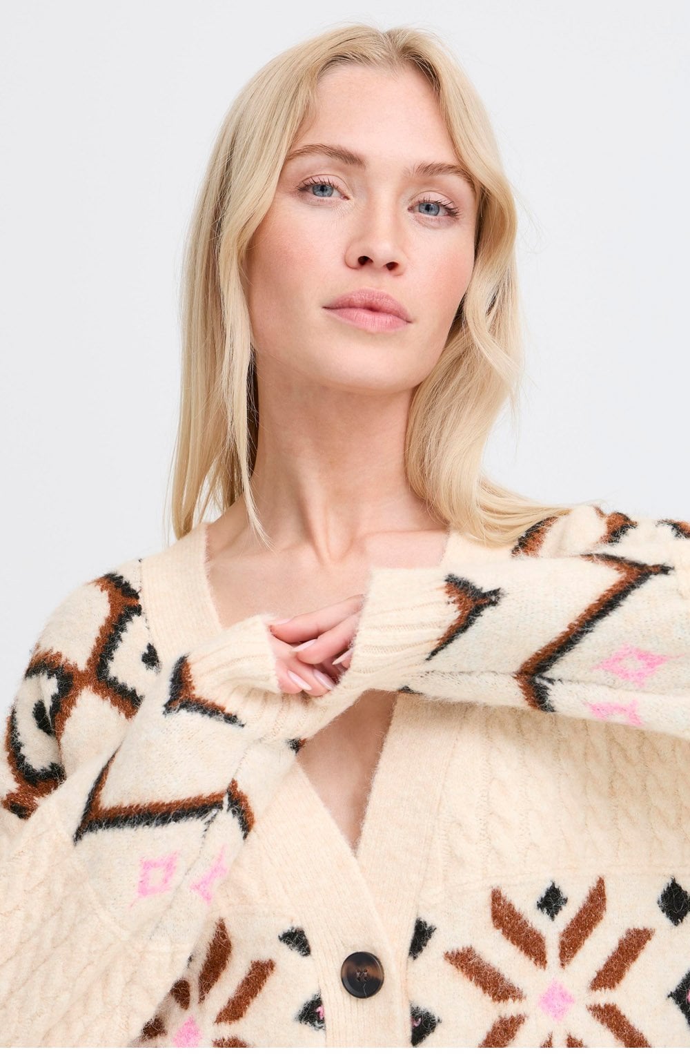 Birch Melange Bold Print Cardigan