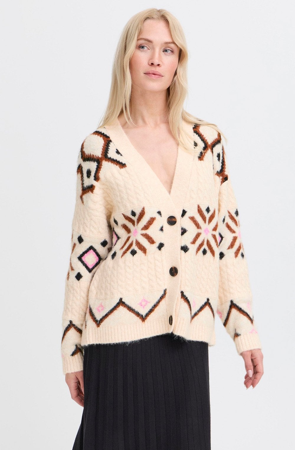 Birch Melange Bold Print Cardigan