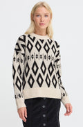 Birch Melange Diamond Jacquard Jumper