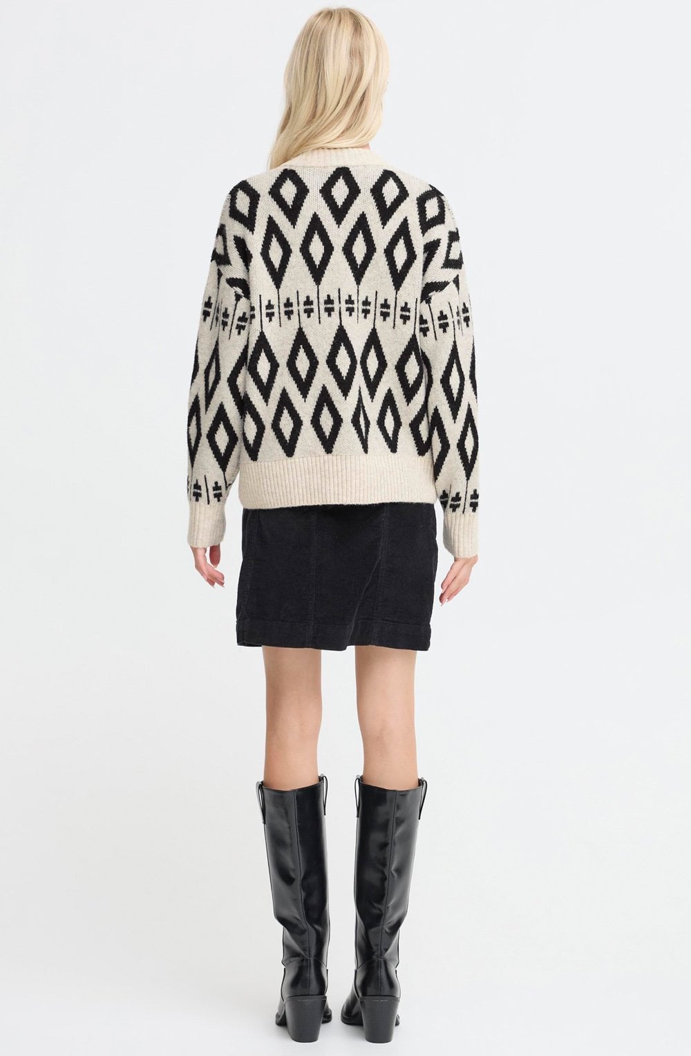 Birch Melange Diamond Jacquard Jumper