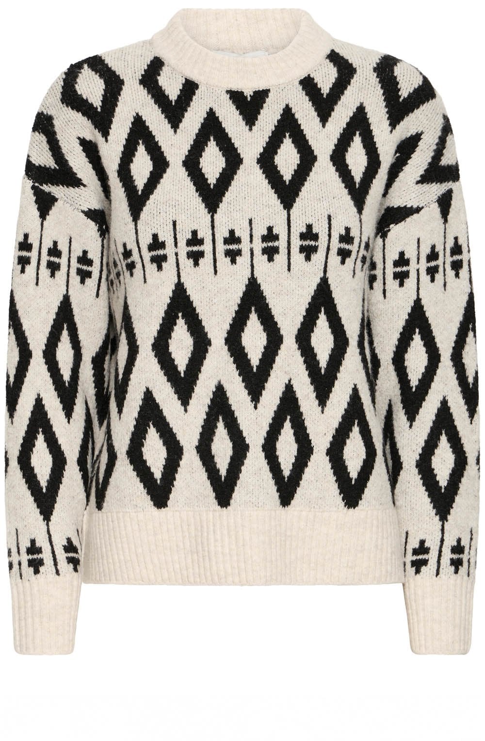 Birch Melange Diamond Jacquard Jumper