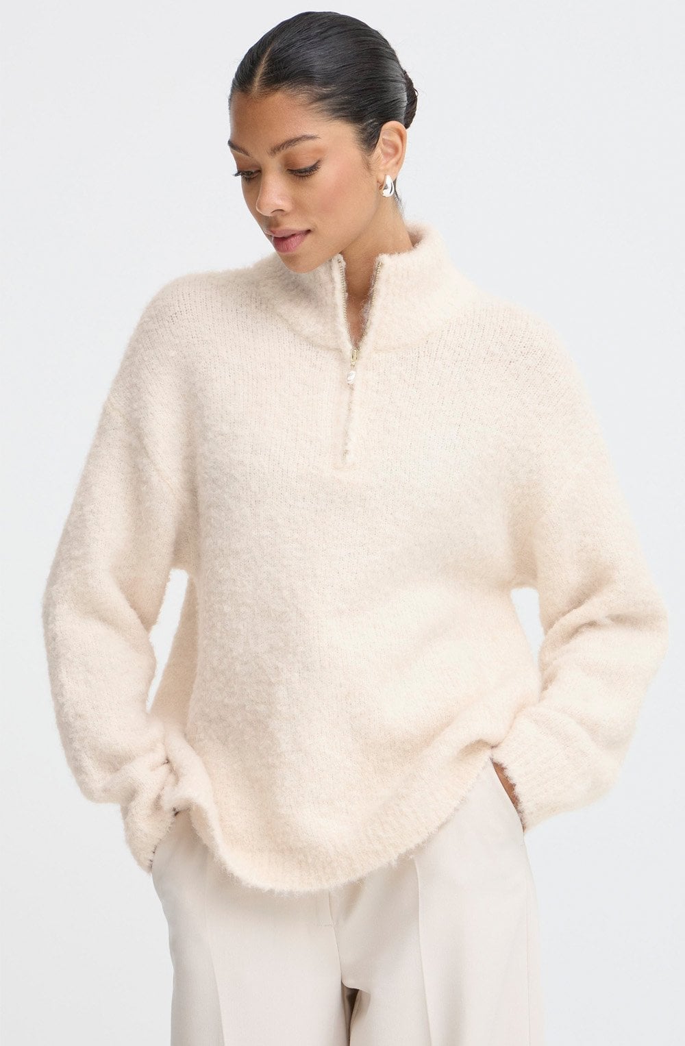 Birch Melange Manta Half Zip Jumper