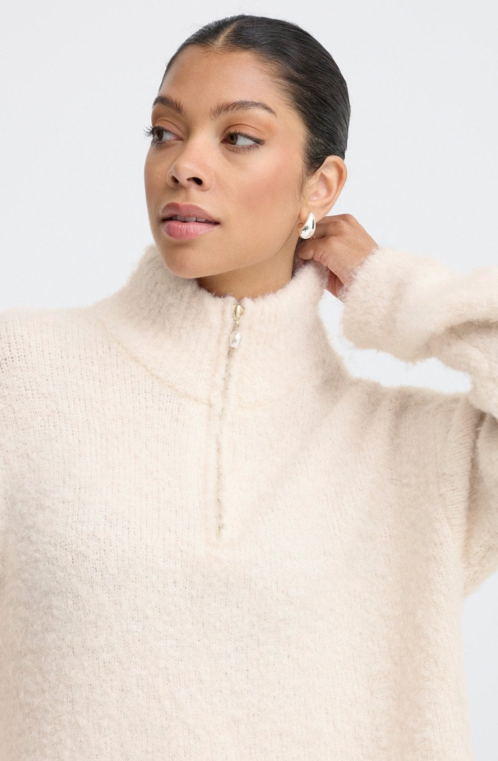 Birch Melange Manta Half Zip Jumper