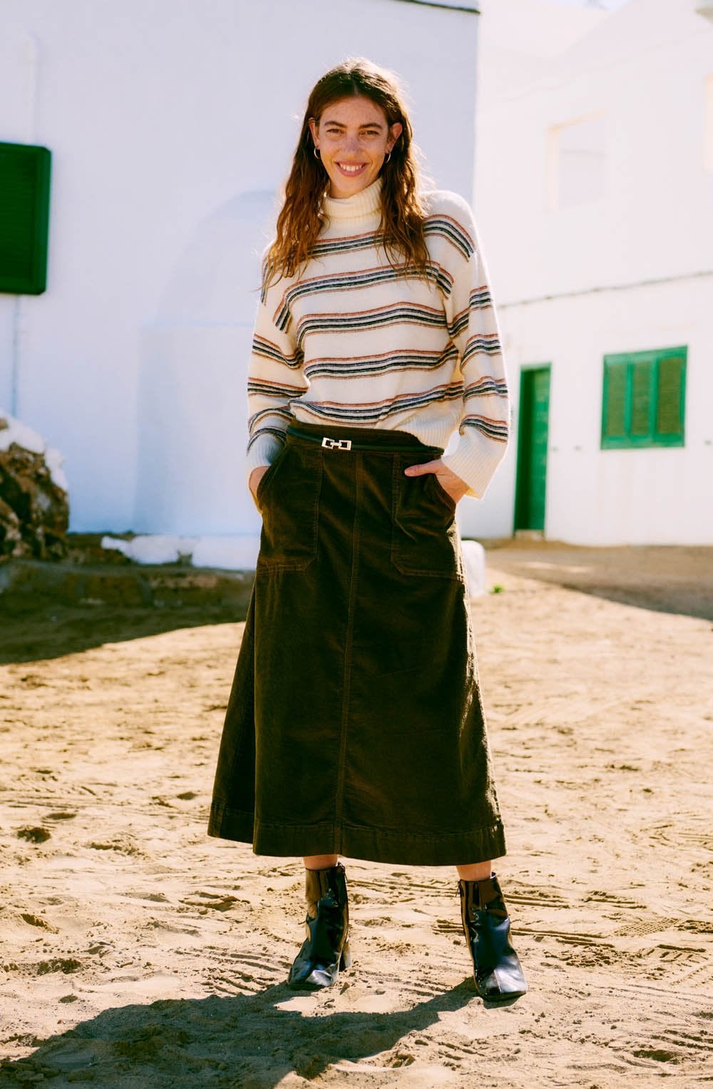 Birch Melange Striped Knit Relaxed Jumper