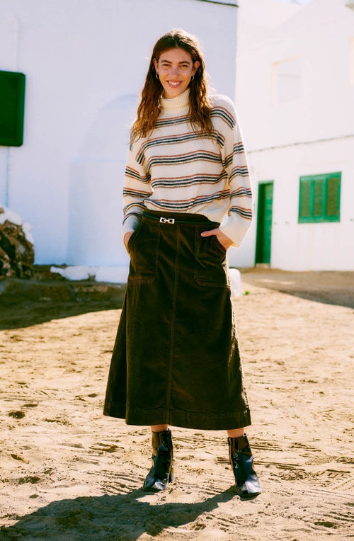 Birch Melange Striped Knit Relaxed Jumper