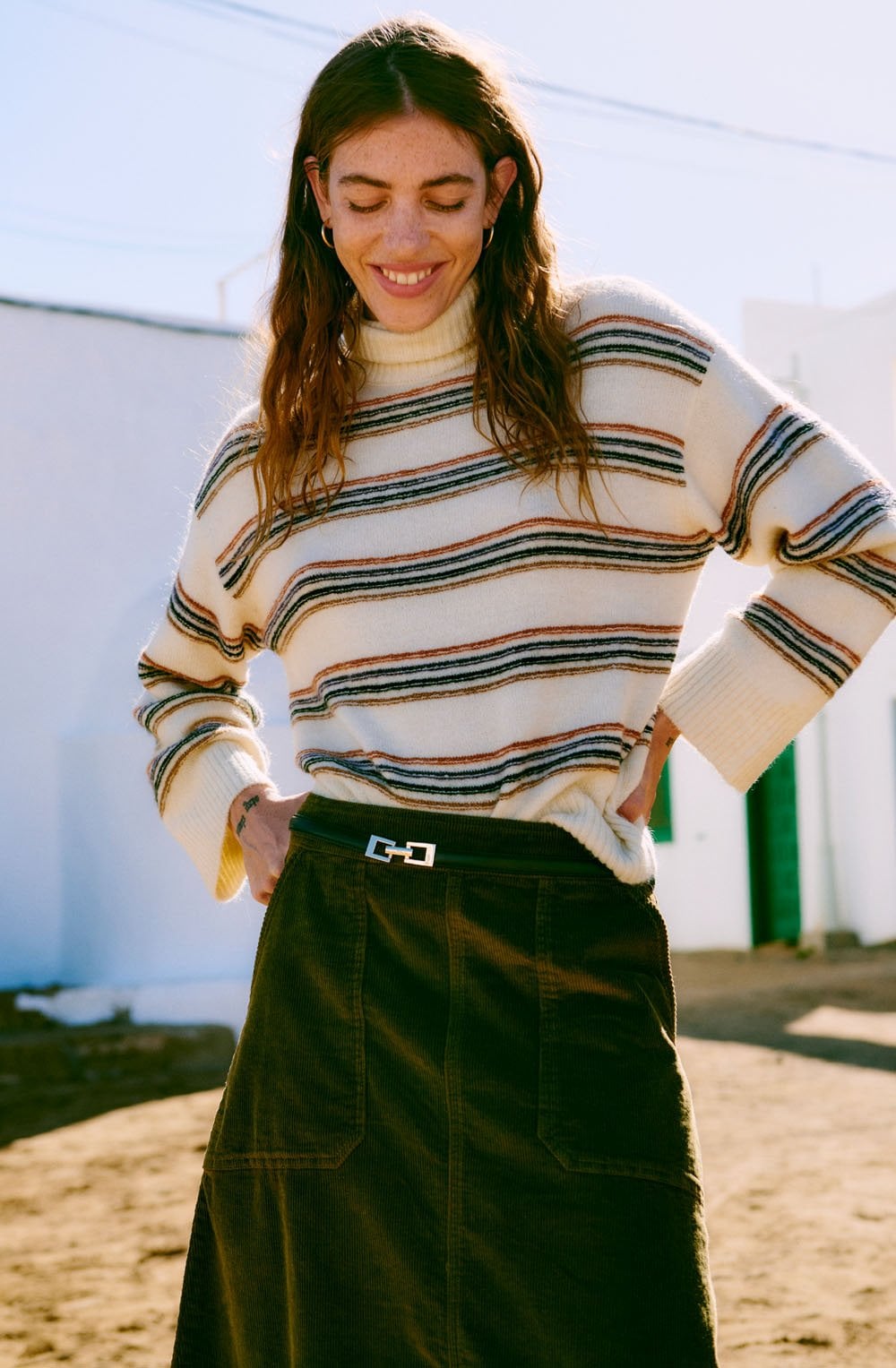 Birch Melange Striped Knit Relaxed Jumper