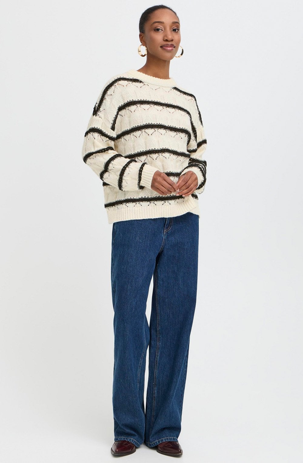 Birch Melange Striped Textured Knit Jumper
