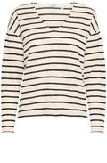 Birch Mix and Black Stripe Textured Knit Pullover