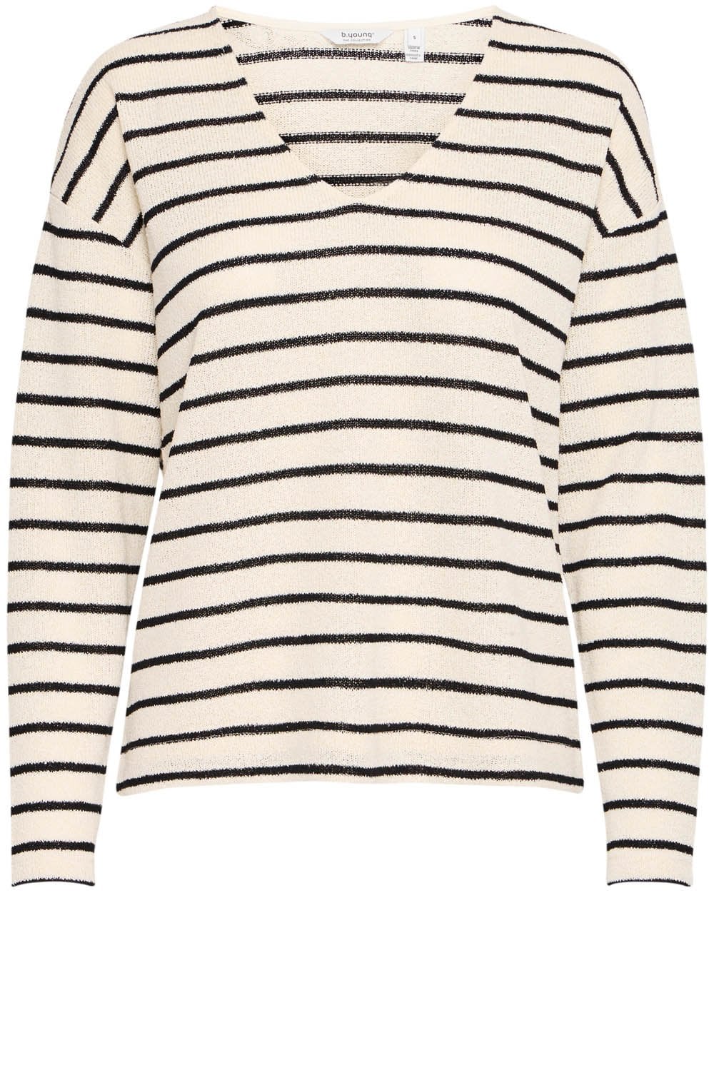 Birch Mix and Black Stripe Textured Knit Pullover