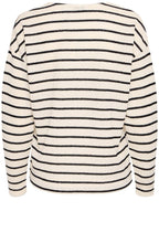 Birch Mix and Black Stripe Textured Knit Pullover