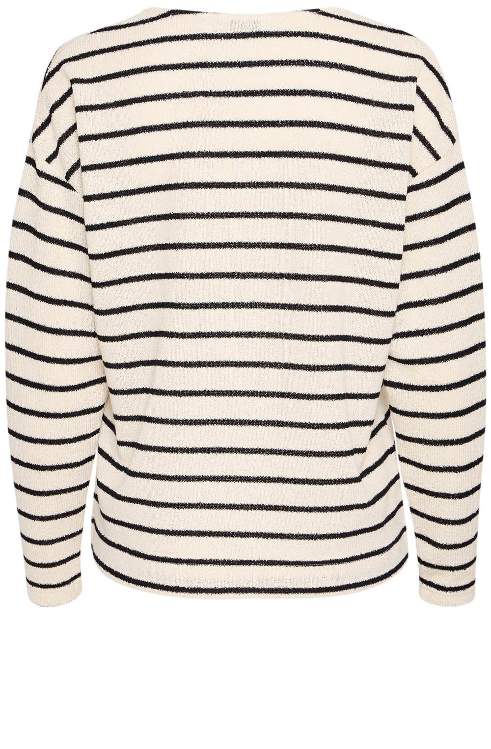 Birch Mix and Black Stripe Textured Knit Pullover
