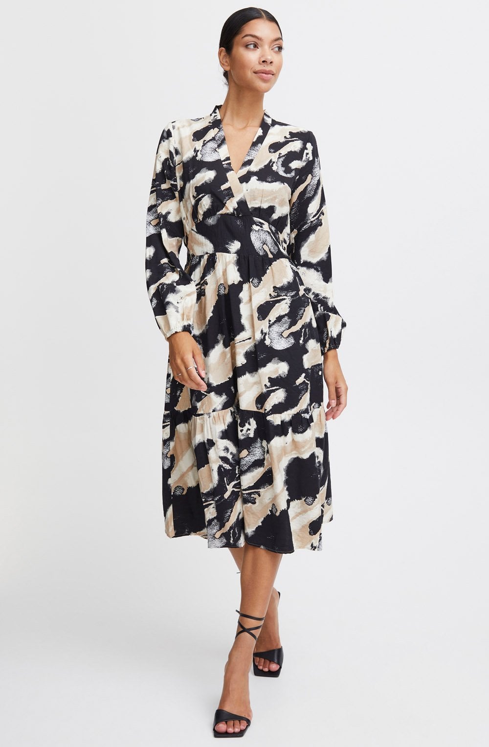 Birch Mix Empire Line Midi Dress