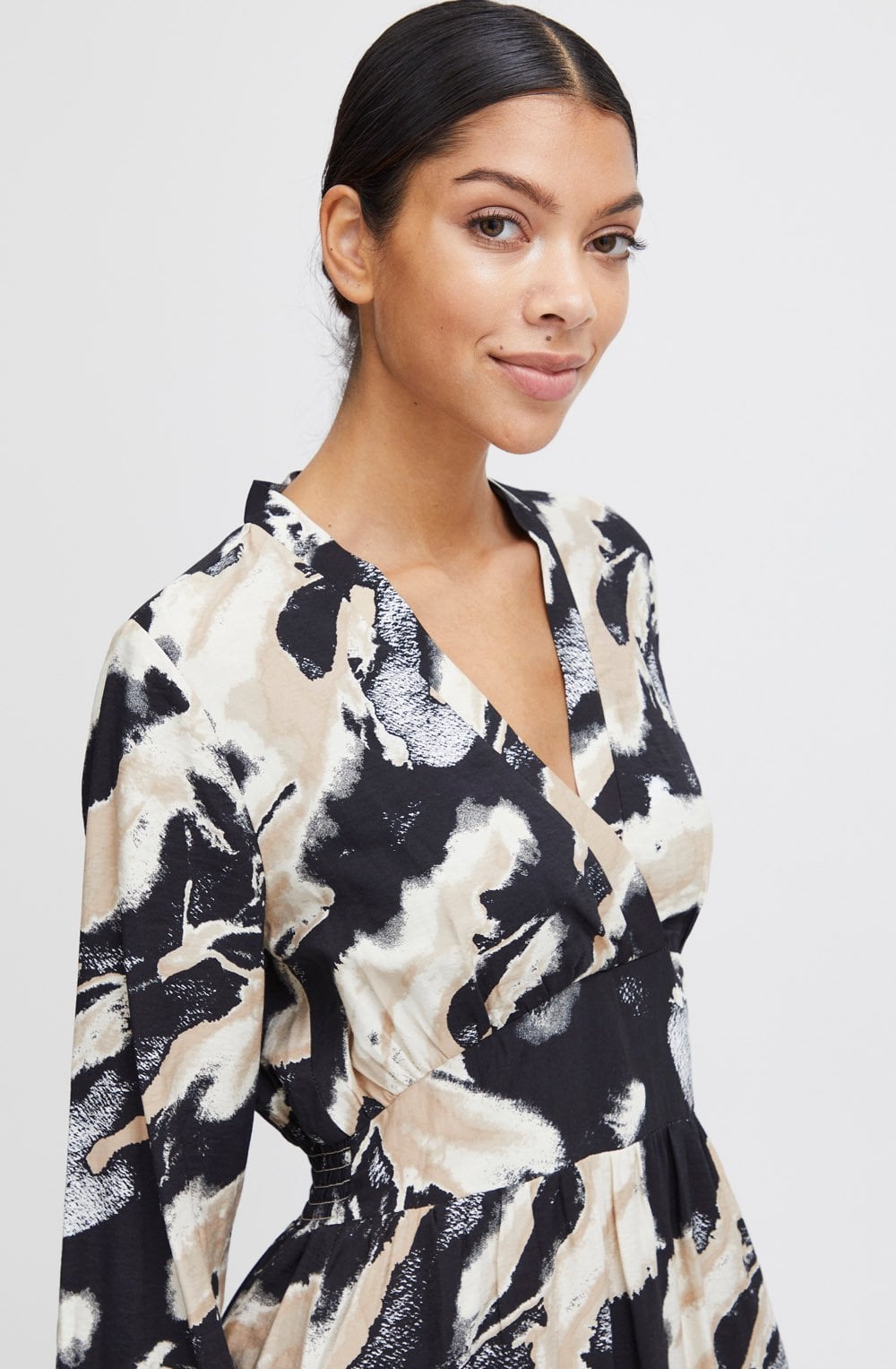 Birch Mix Empire Line Midi Dress