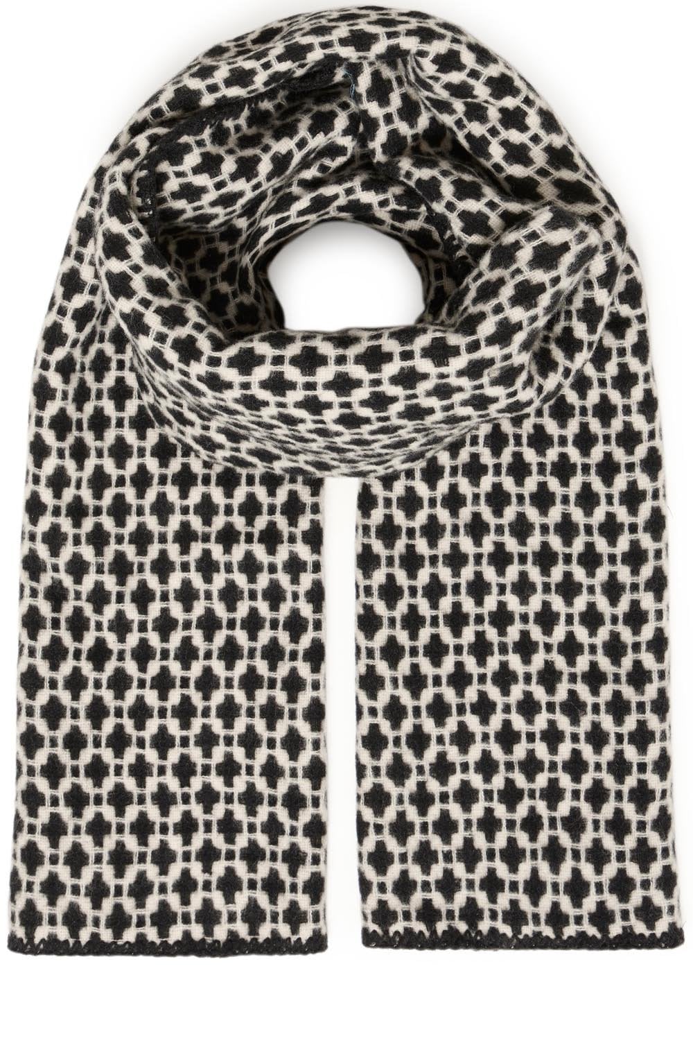 Black and Beige Cross Weave Super Soft Scarf