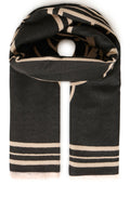 Black and Beige Vibi Logo Oversized Scarf