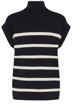 Black and Cream Striped Half Zip Knitted Slip Over