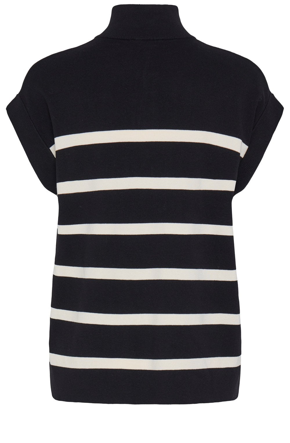 Black and Cream Striped Half Zip Knitted Slip Over