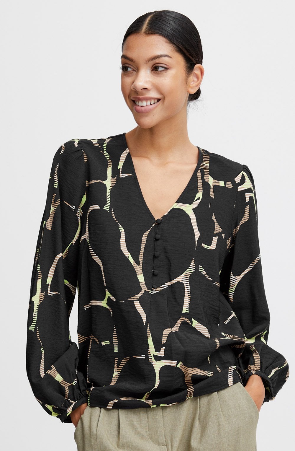 Black and Sharp Green Blouse