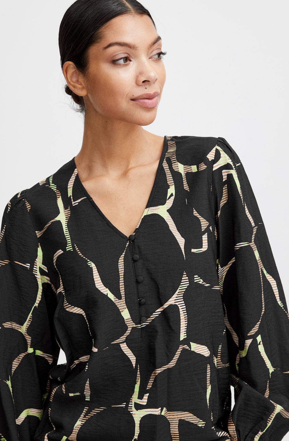Black and Sharp Green Blouse