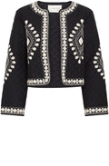 Black and White Embroidered Quilted Jacket